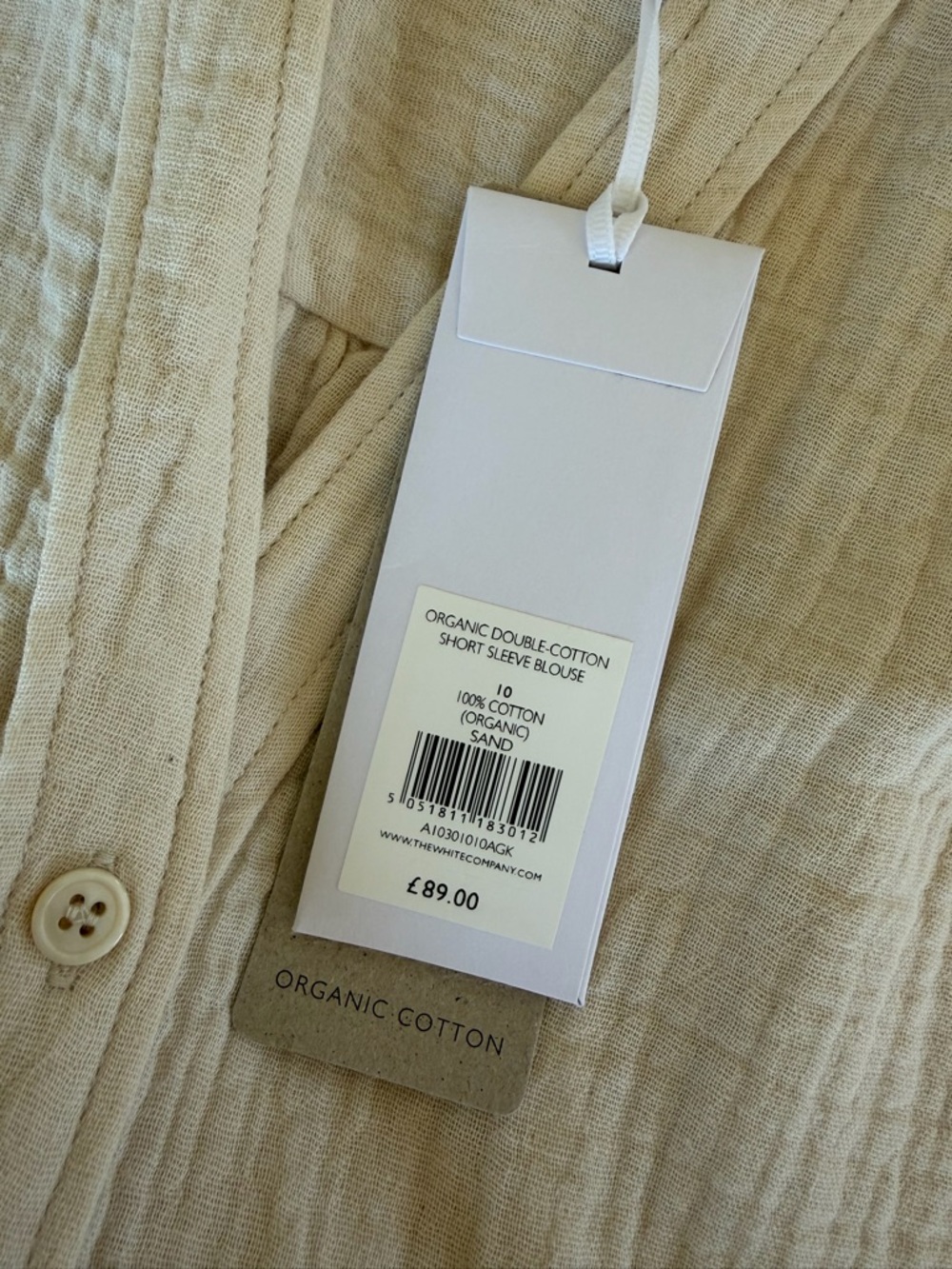 NWT The White Company Cream Short-Sleeve Button-Down Gauze Top - Picture 9 of 9